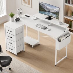 L Shaped Gaming Desk with RGB Lighting and Storage