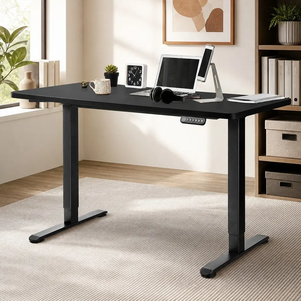 Motorised Standing Desk Adjustable 120cm x 60cm Black Electric Height Sit Stand