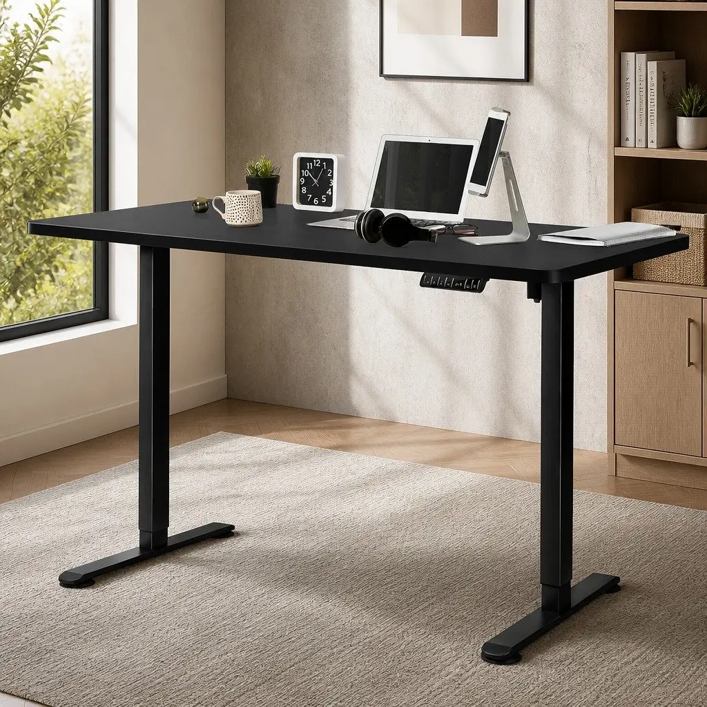 Motorised Standing Desk Height Adjustable 120cm Black Electric Office Frame