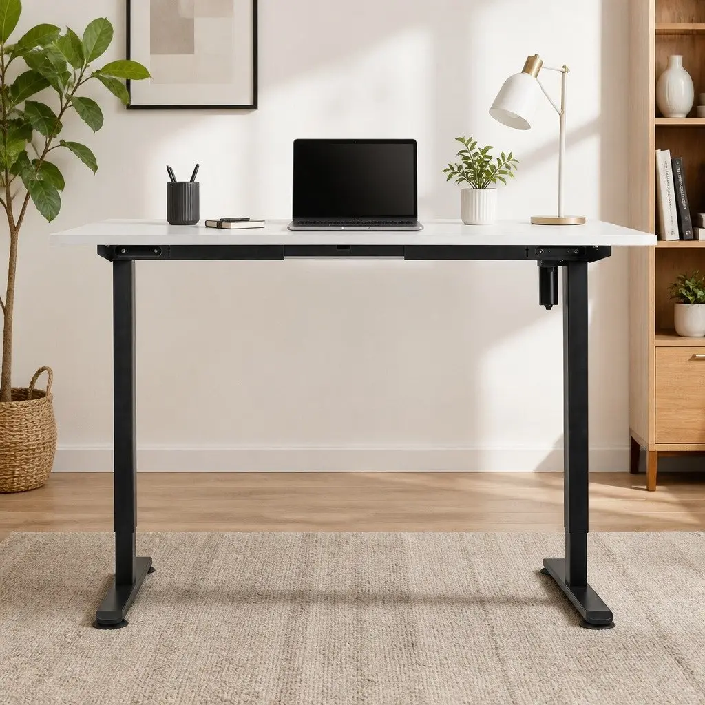 Motorised Standing Desk Height Adjustable Electric Frame 120cm White Office