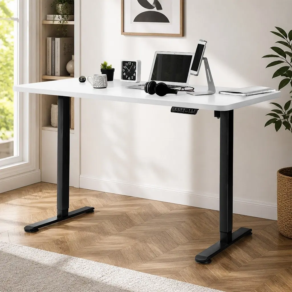 Motorised Standing Desk Height Adjustable Electric Frame 120cm White Office