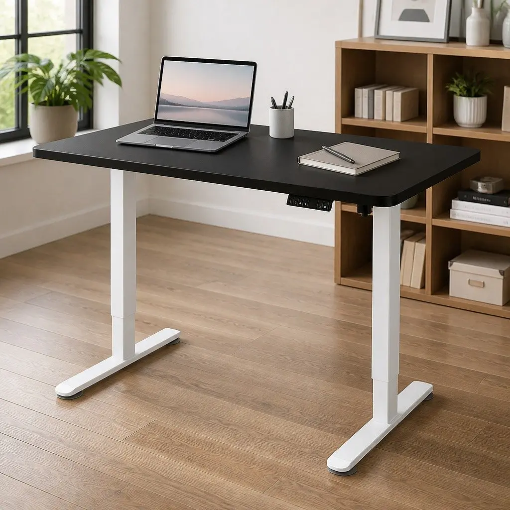 Motorised Standing Desk Height Adjustable 120cm Black Electric Sit Stand Office