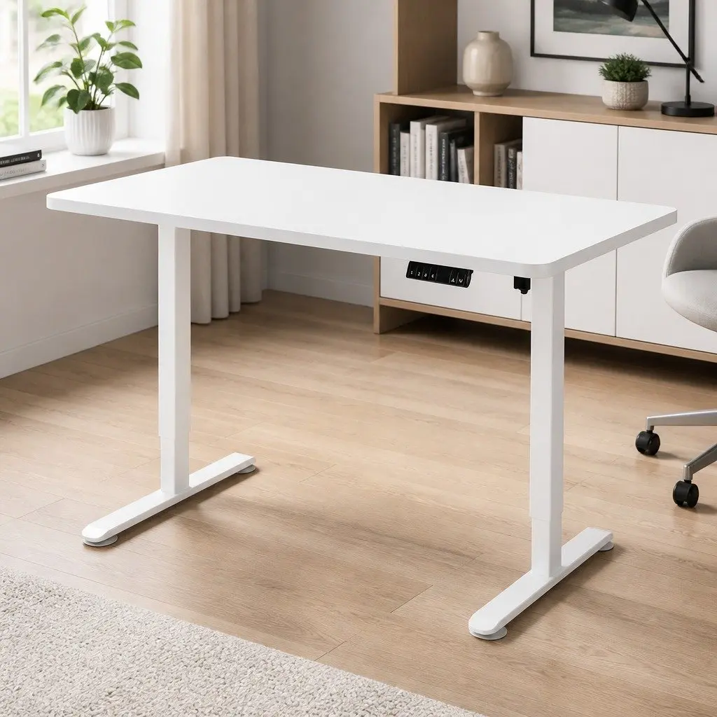 Motorised Standing Desk Height Adjustable Frame 120cm White Electric Office
