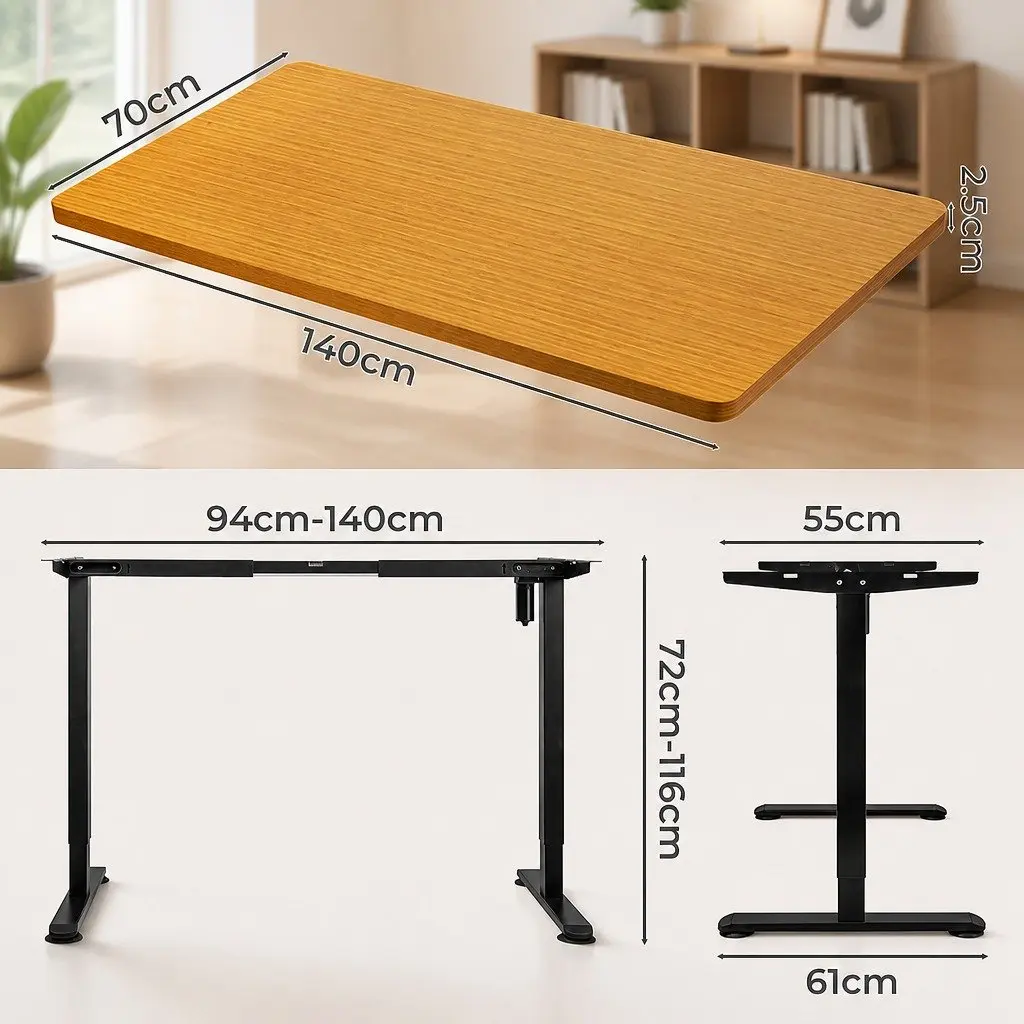 Motorised Standing Desk Adjustable 140cm Natural Desktop Electric Height Office
