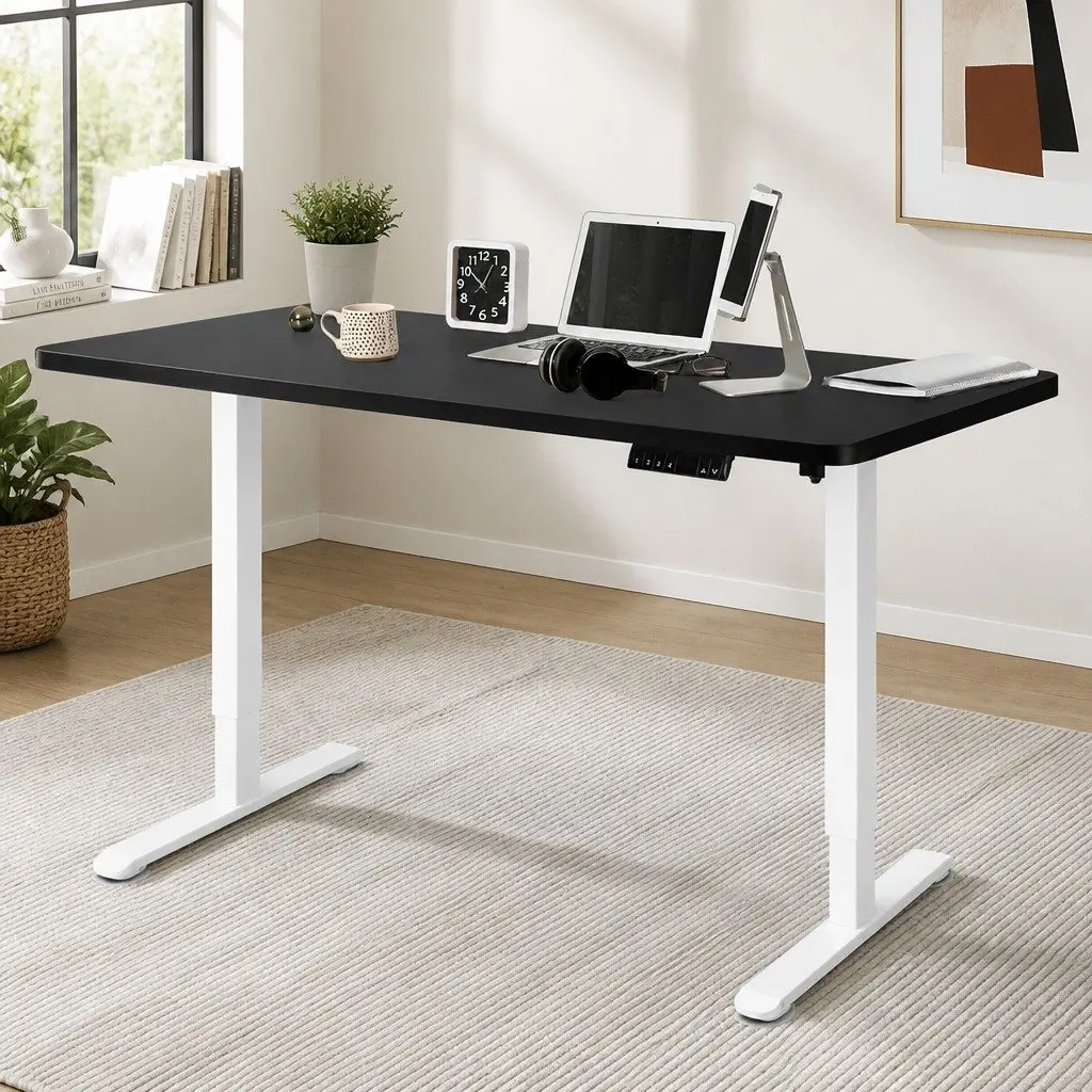 Motorised Standing Desk Adjustable Height Electric Frame 140cm Black Office