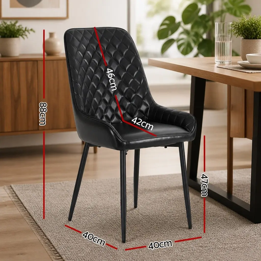 Set of 4 Black PU Leather Retro Dining Chairs
