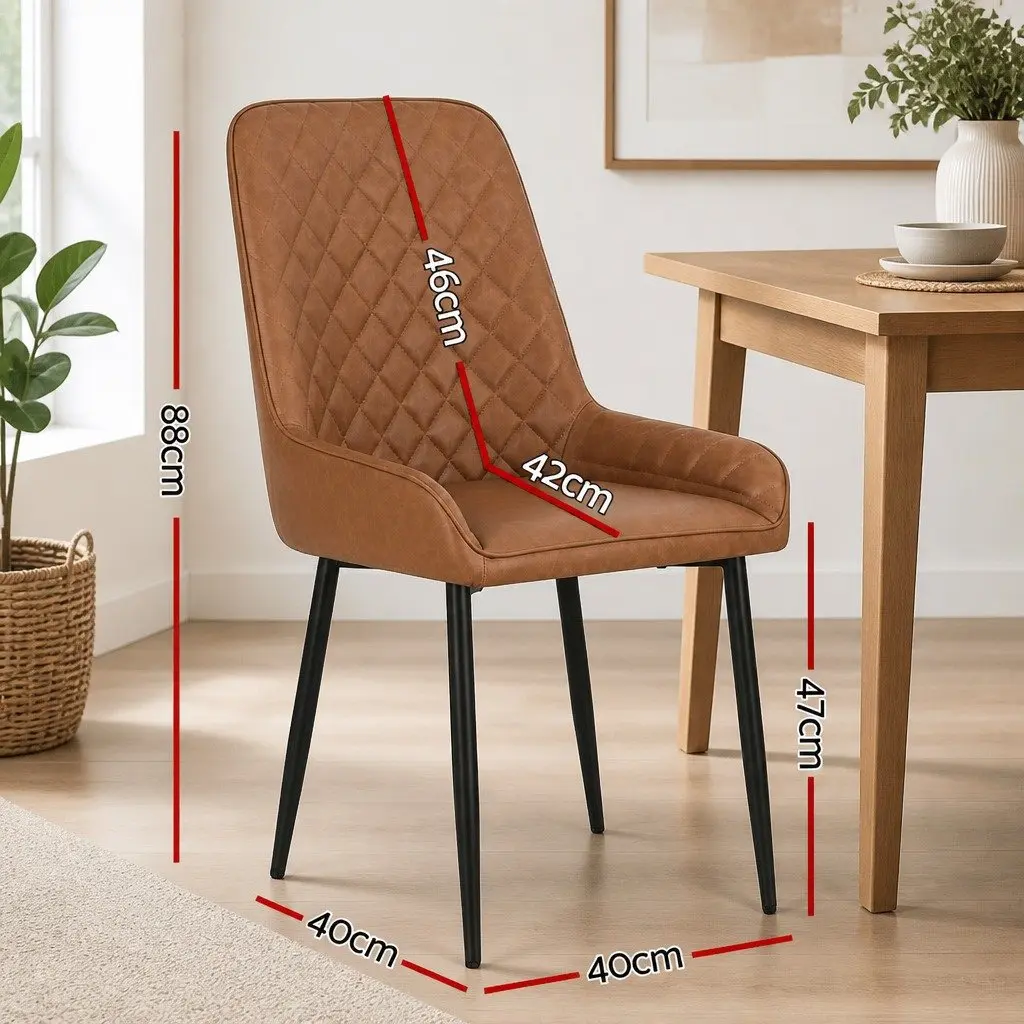 Dining Chairs Retro PU Leather Brown 40cm W x 40cm D x 88cm H