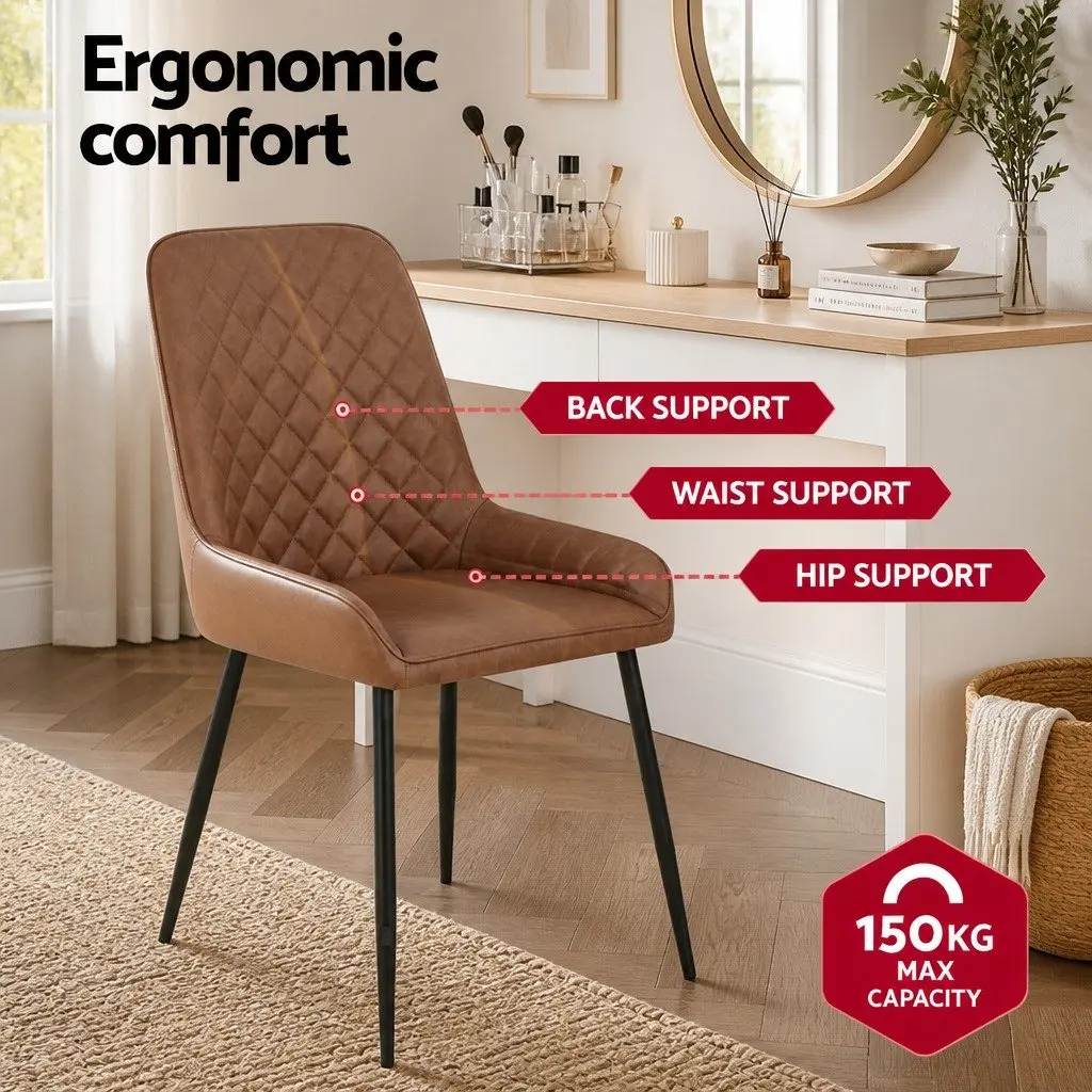 Dining Chairs Retro PU Leather Brown 40cm W x 40cm D x 88cm H