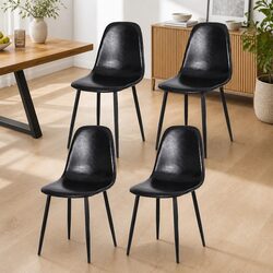 Set of 4 Black Retro Dining Chairs for Cozy Spaces