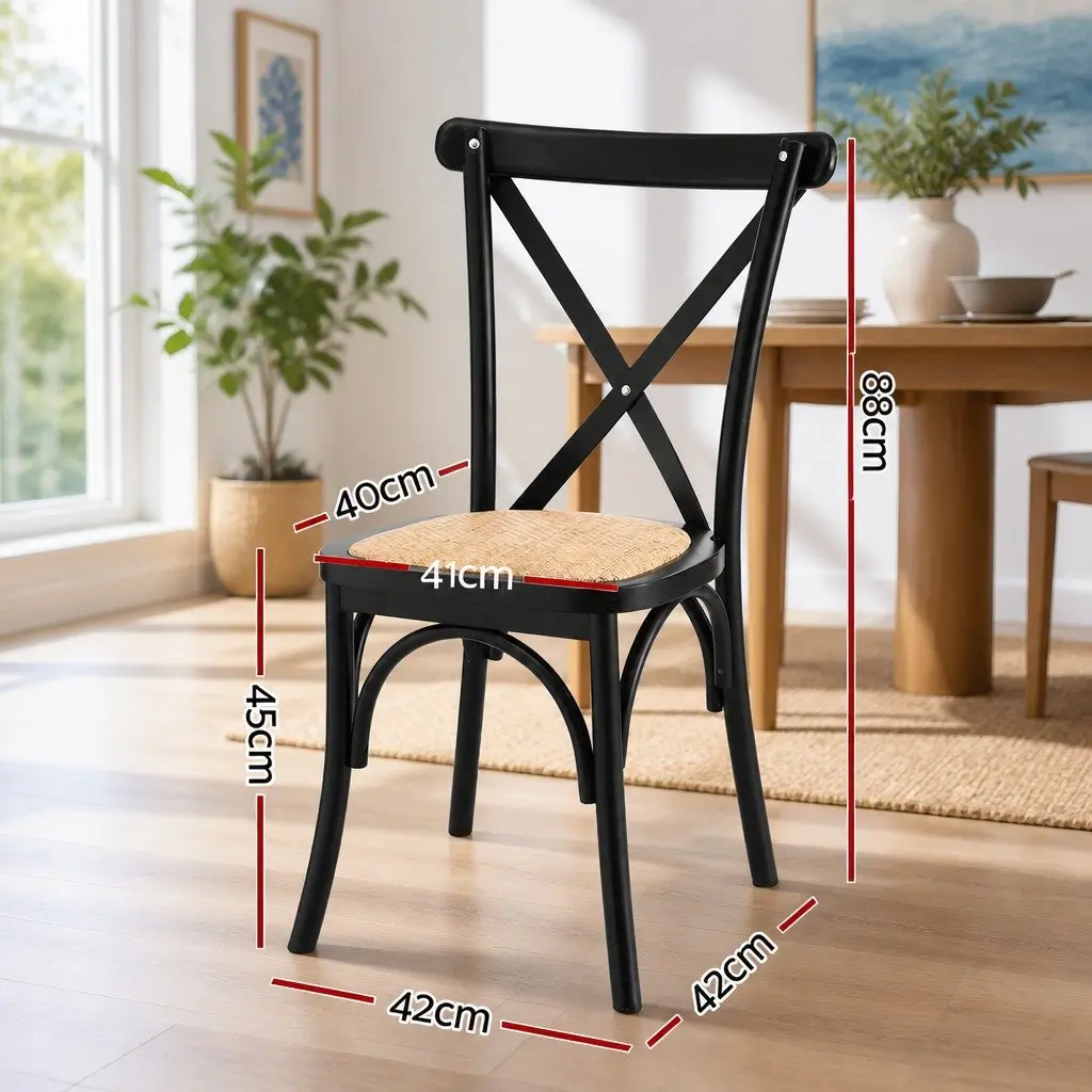 Dining Chairs Rattan Black Wooden Kitchen Accent Seating Indoor Outdoor