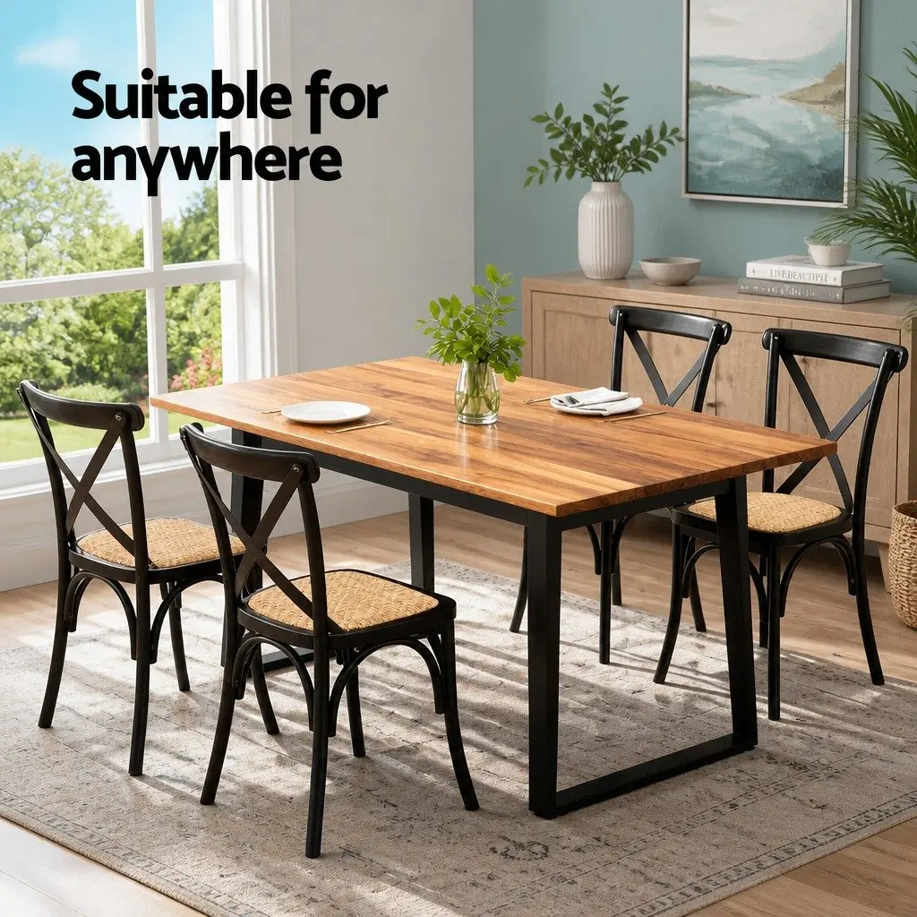 Dining Chairs Rattan Black Wooden Kitchen Accent Seating Indoor Outdoor