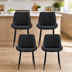 Set of 4 Retro Dining Chairs with Black Metal Legs