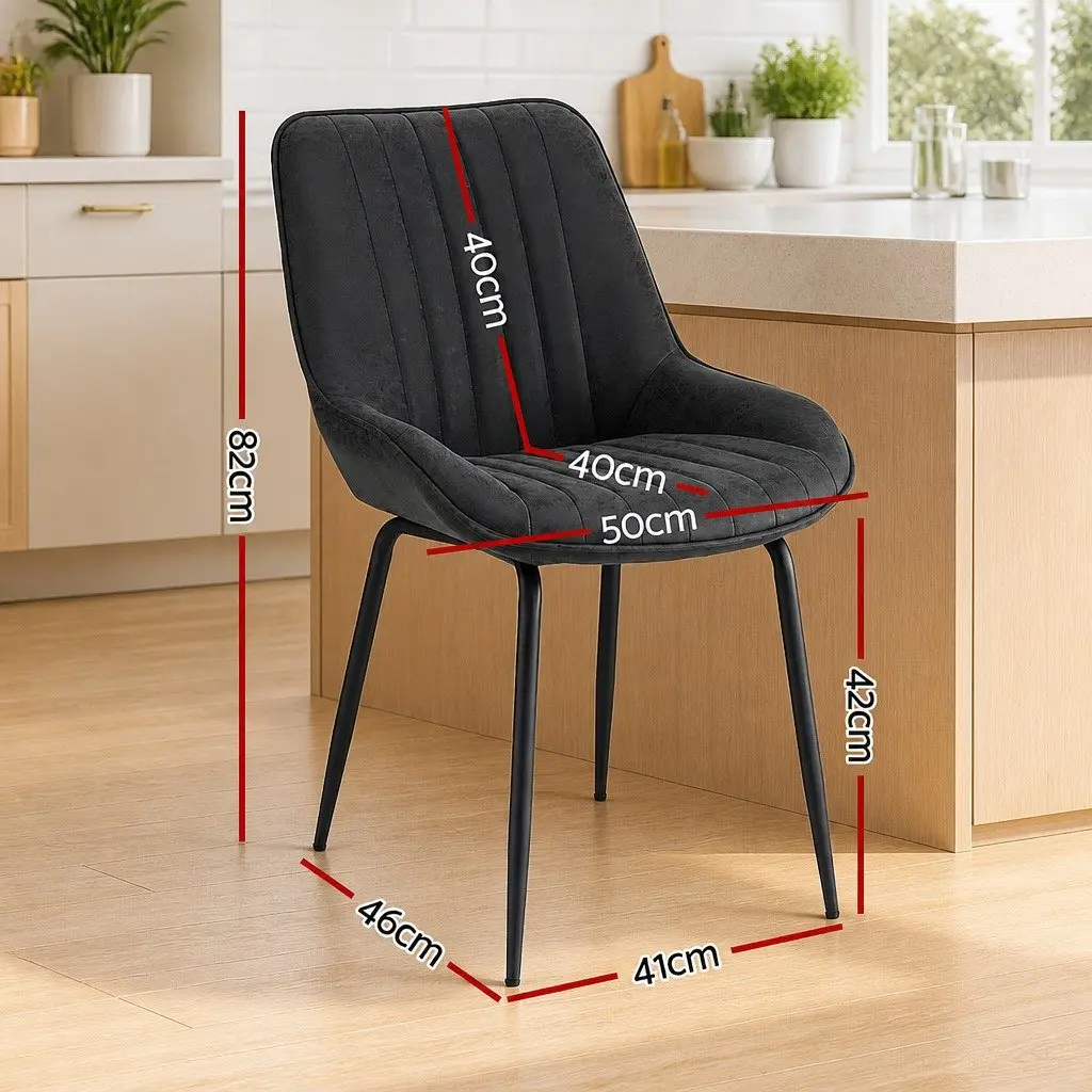 Dining Chairs Retro Kitchen Lounge Cafe Accent Seating Black Metal Legs 4 Piece