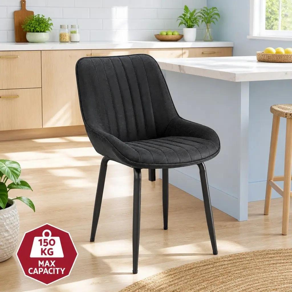 Dining Chairs Retro Kitchen Lounge Cafe Accent Seating Black Metal Legs 4 Piece