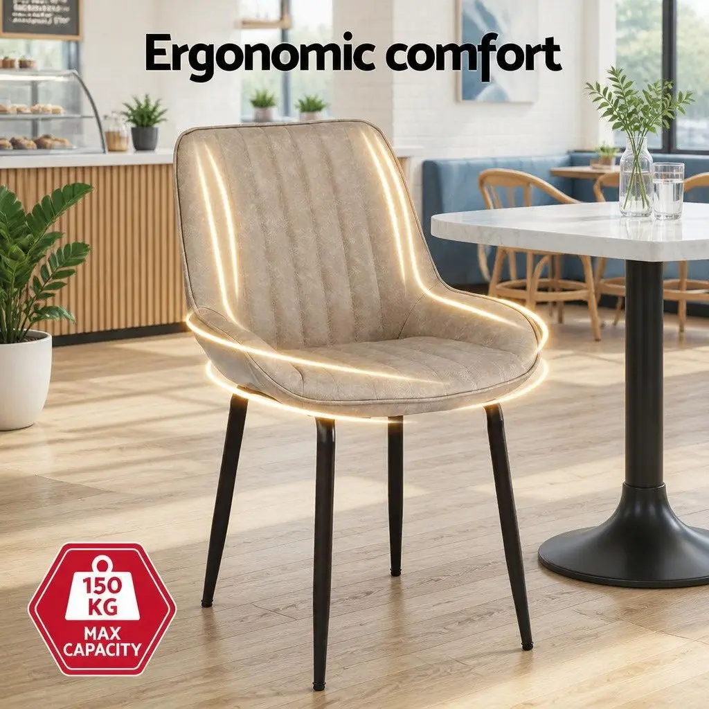 Dining Chairs Retro Channel Tufted Brown PU Leather Set of 2