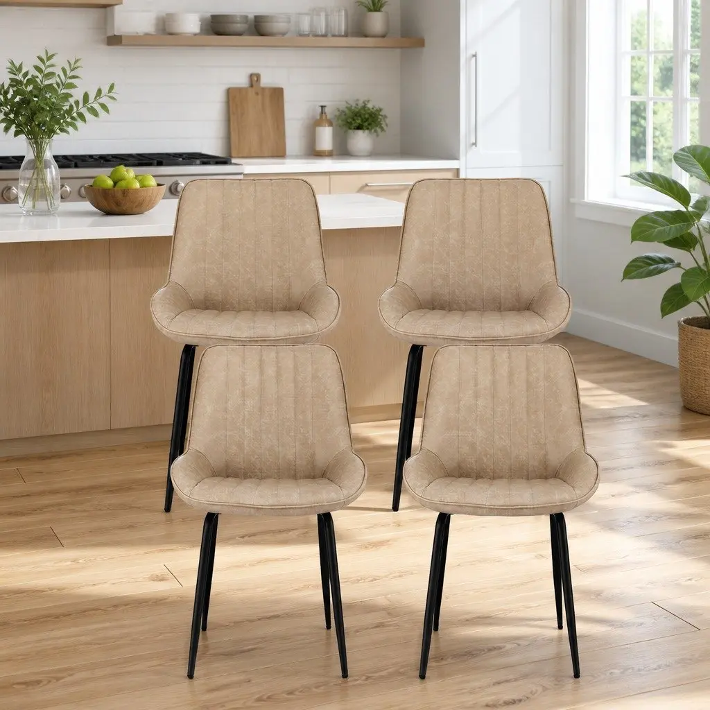 Dining Chairs Retro 50cm PU Leather Metal Legs