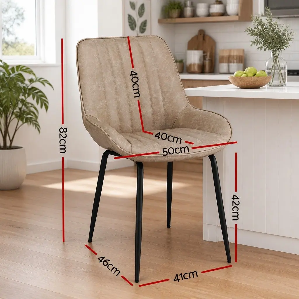 Dining Chairs Retro 50cm PU Leather Metal Legs