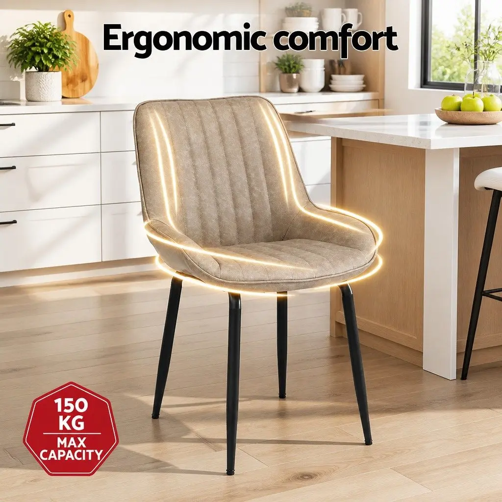 Dining Chairs Retro 50cm PU Leather Metal Legs