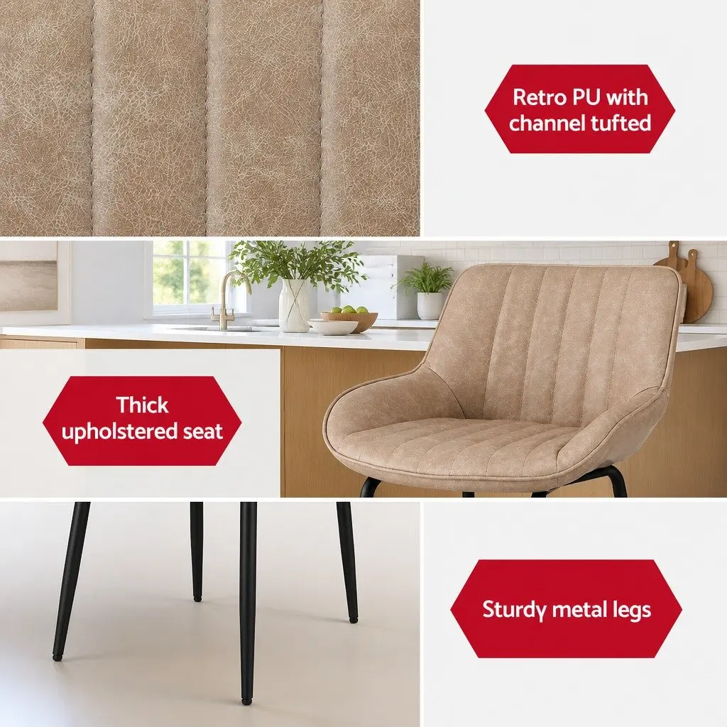Dining Chairs Retro 50cm PU Leather Metal Legs