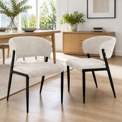 Durable Dining Chairs Set of 2 in Beige Fabric