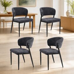 Durable Set of 4 Soft Seat Dining Chairs in Charcoal