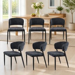 Durable Set of 6 Charcoal Dining Chairs with Easy Care