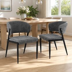 Durable Grey Fabric Dining Chairs - 2 Count