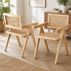 Comfortable Wooden Rattan Seat Dining Chair