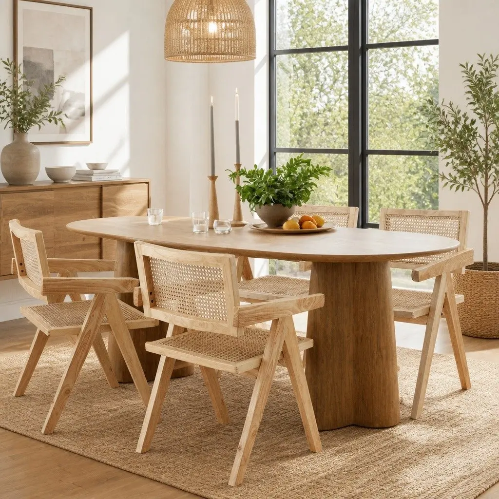 Wooden Rattan Seat Dining Chair