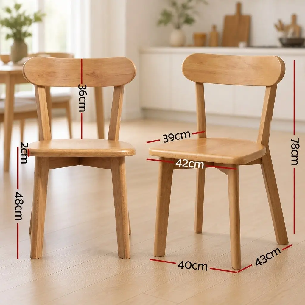 Dining Chairs Wooden Natural Rubber Wood Frame Set of 4 Kitchen Accent Seating