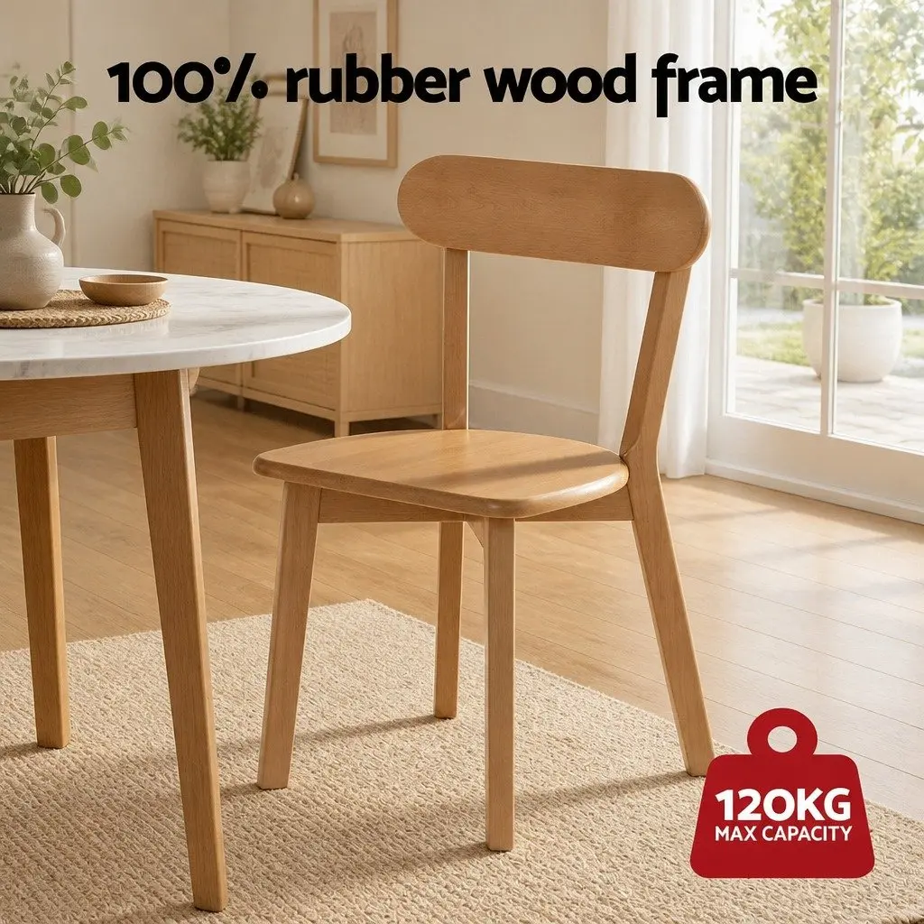 Dining Chairs Wooden Natural Rubber Wood Frame Set of 4 Kitchen Accent Seating