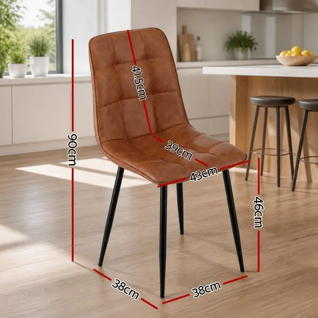 Dining Chairs Set of 4 Retro Kitchen Lounge Cafe Accent Seats Brown