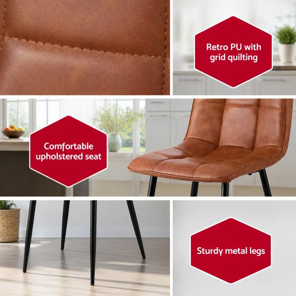 Dining Chairs Set of 4 Retro Kitchen Lounge Cafe Accent Seats Brown