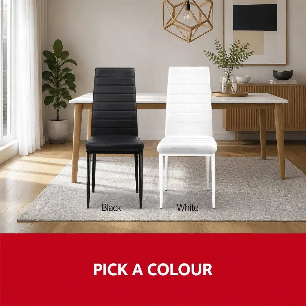Set of 4 Black Channel Tufted Dining Chairs