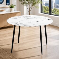 Stylish Round Dining Table with Marble Effect
