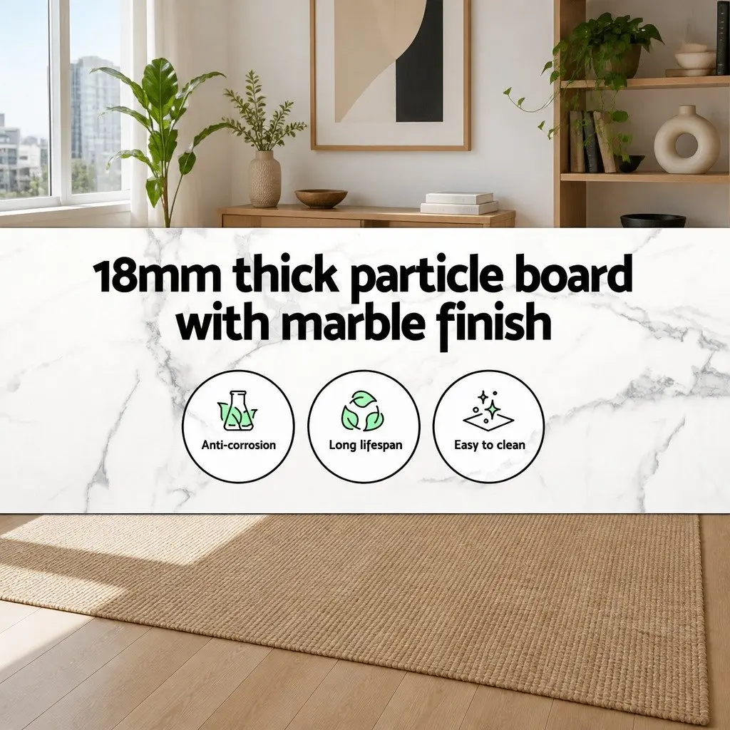 Round Dining Table with Marble Effect