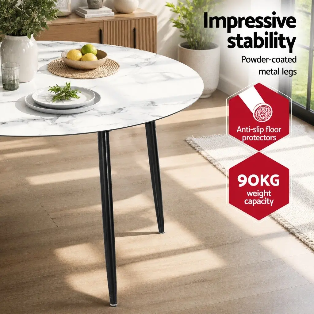 Round Dining Table with Marble Effect