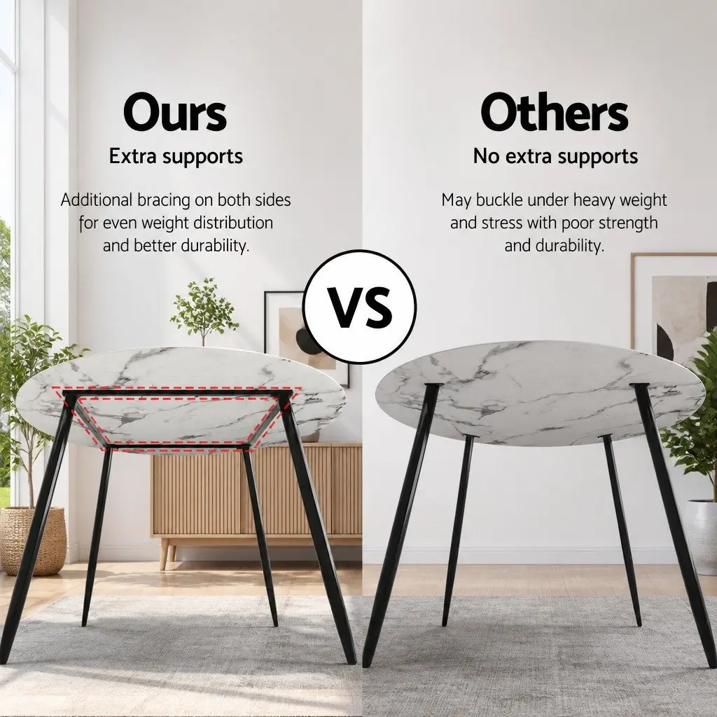 Round Dining Table with Marble Effect