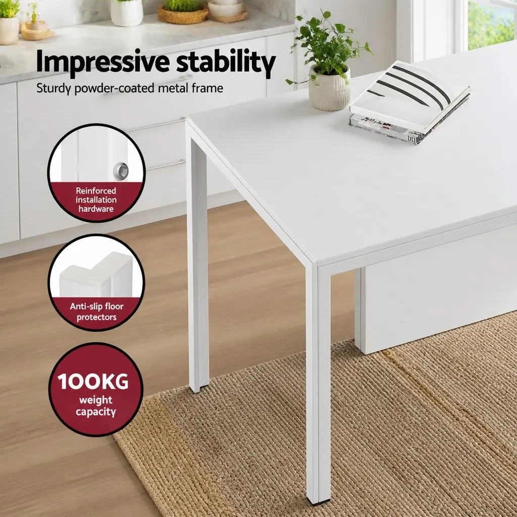 5 Piece White Dining Set with Modern Rectangular Table