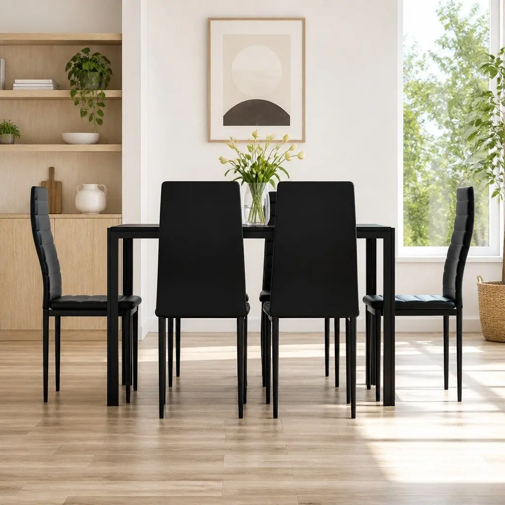 7 Piece Dining Set Rectangular Table and 6 Chairs Kitchen Dining Room Furniture