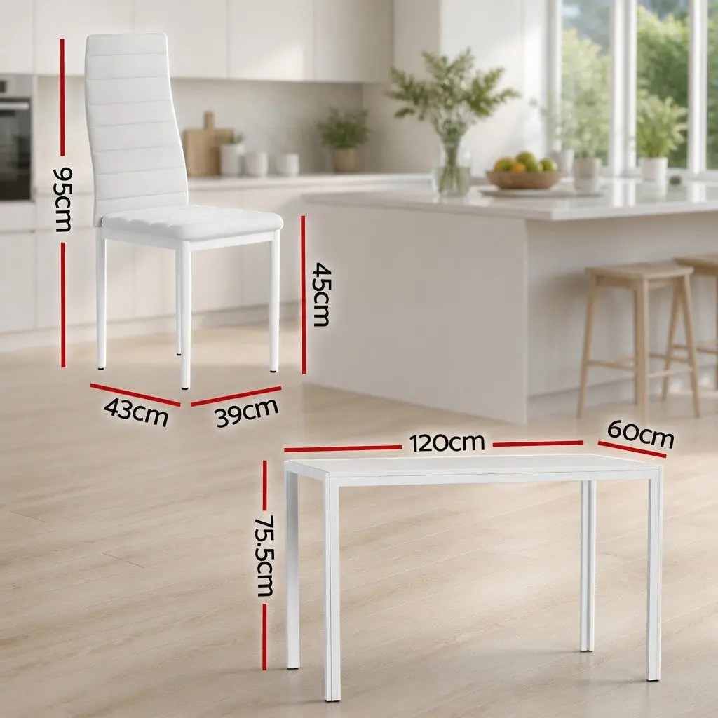 7 Piece Dining Set with Table and 6 White Chairs