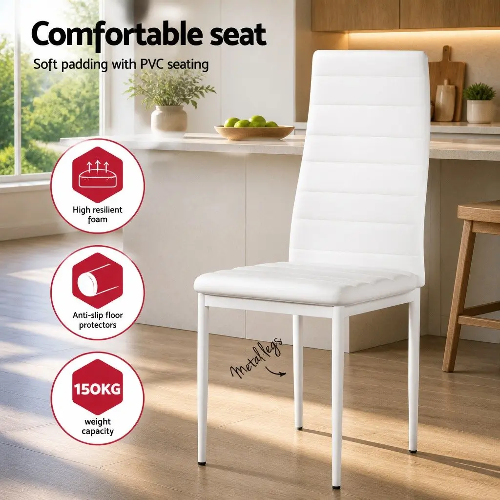 7 Piece Dining Set with Table and 6 White Chairs