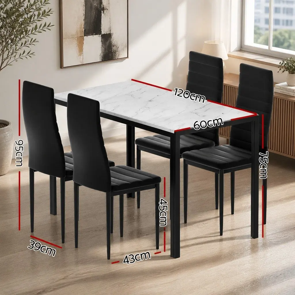 Marble Effect Dining Table with 4 Chairs
