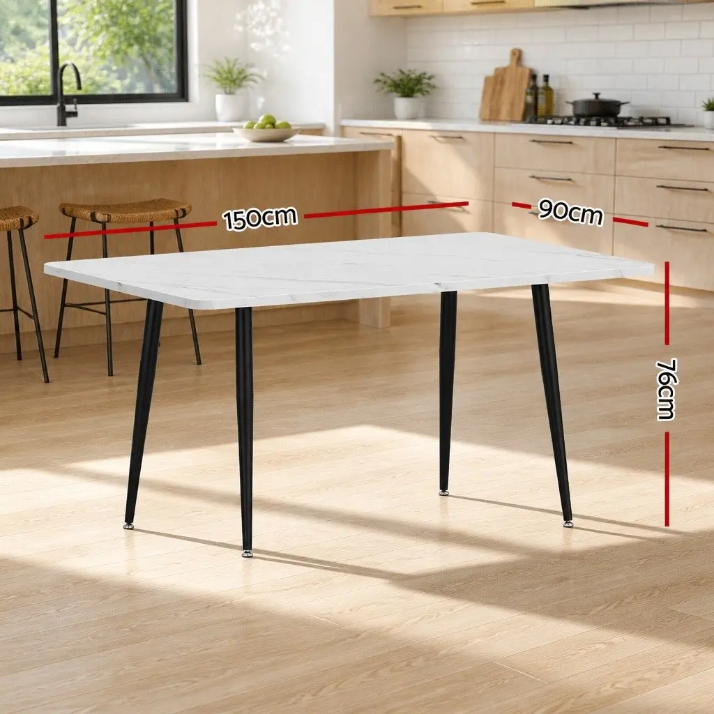 1.5M Marble Effect Dining Table in White and Grey