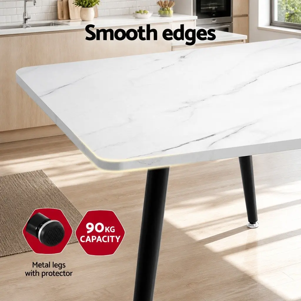 1.5M Marble Effect Dining Table in White and Grey