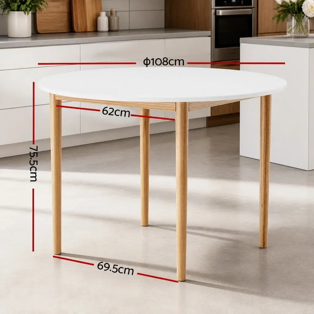 Nordic Style Round Dining Table 108CM in White