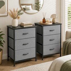 Set of 2 Black Chest of Drawers for Bedroom Storage