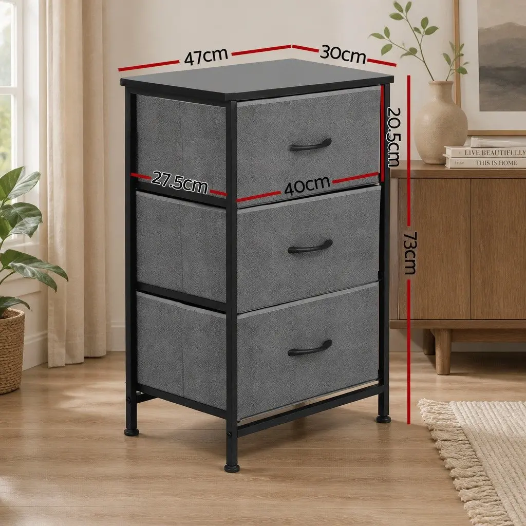 Chest of Drawers 3 Storage Drawer Dresser Bedroom Tallboy Organizer