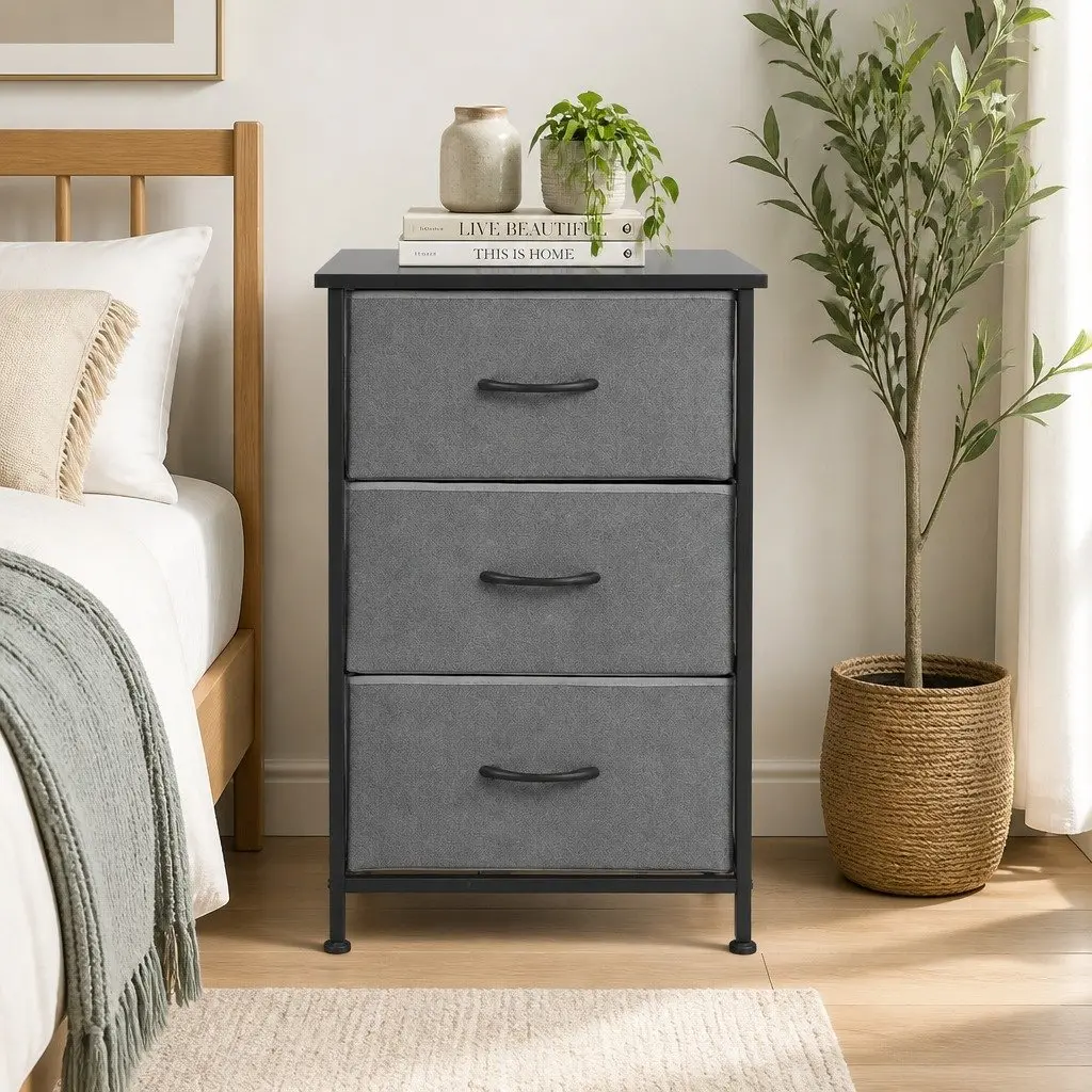 Chest of Drawers 3 Storage Drawer Dresser Bedroom Tallboy Organizer