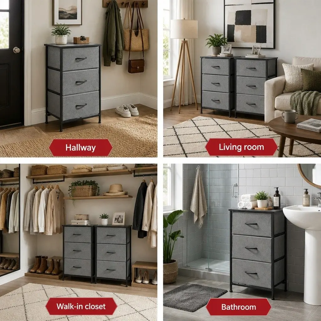 Chest of Drawers 3 Storage Drawer Dresser Bedroom Tallboy Organizer